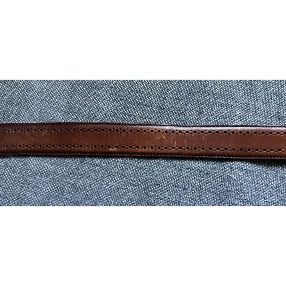 Allen Edmonds Dark Brown Leather Belt With Brogue Details Sz 38
